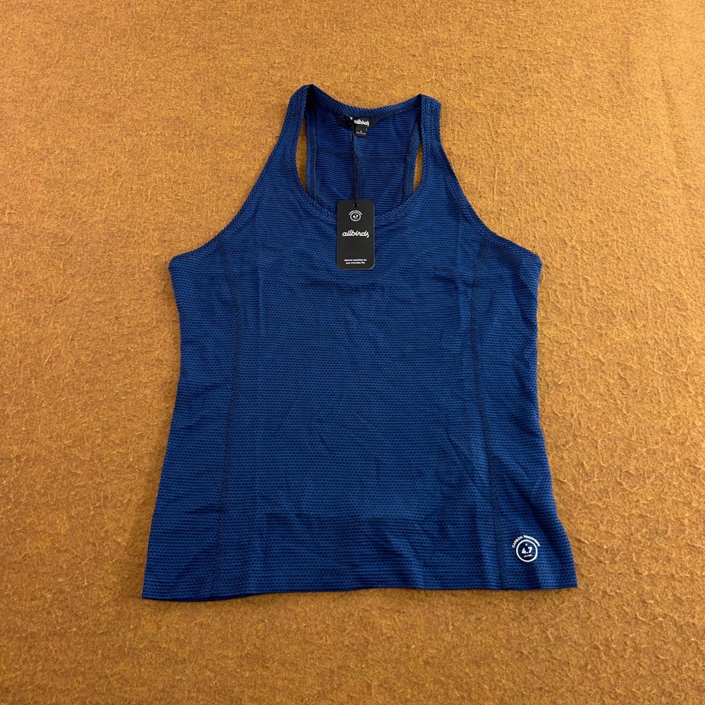 Allbirds Womens Small True Navy Natural Run Trino Mesh Racerback Tank Top NWT